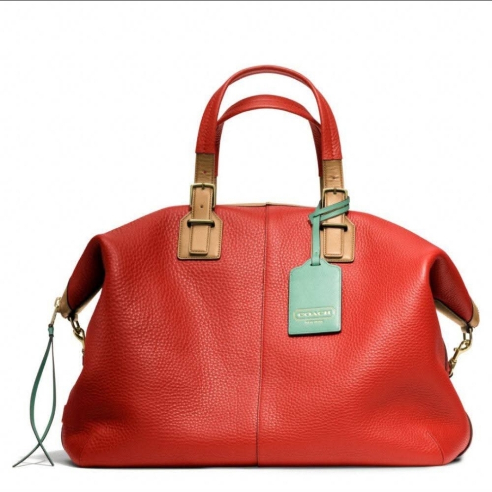 Coach Legacy Pebble Leather Soft Travel Satchel Bag